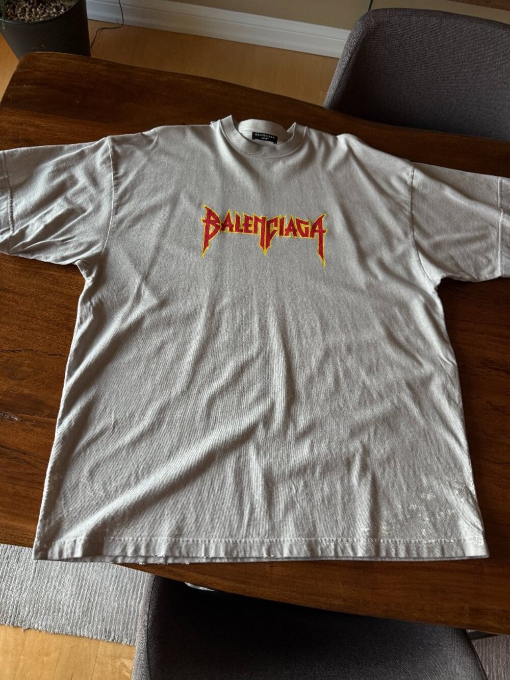 Balenciaga Heavy Metal Distressed T-Shirt Size 3 - Oversized